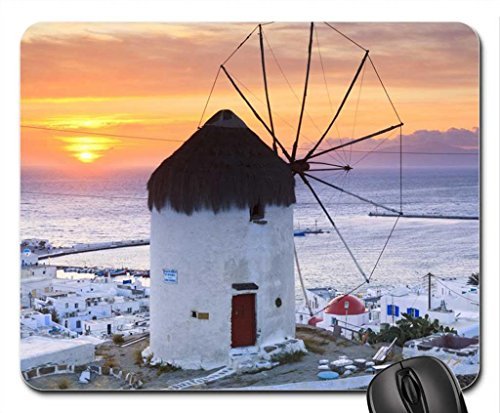 Preisvergleich Produktbild Windmühle auf eine Griechische Insel bei Sonnenuntergang Mauspad, Mauspad