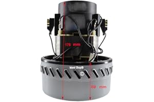 Marel Shop® - Motore 1200W per Aspirapolvere 50 Lt Altezza 176 mm compatibile con Wirbel Elsea Lavor Karcher Ipc Soteco Ghibli Bm2 Diametro 140 mm