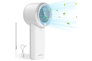 WHATOOK Handheld Fan, 2024 Powerful High Speed Cooling Turbo Mini Fan with LED Display, 5 Speeds USB Rechargeable Portable Fans, 2H Fast charging, Personal Small Stylish Travel Fan for Woman Outdoor