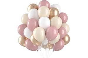 AUGESAK Luftballons Rosa Beige 60 Stück Luftballons Geburtstag Altrosa, Dusty Pink Beige Champagner Gold Helium Ballons, Retro Rosa Aprikose Latex Ballons für Mädchen Geburtstag Hochzeit Babyparty Deko