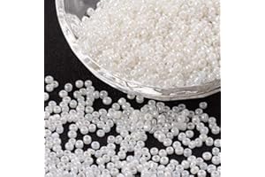 PERLIN 1100 cuentas de cristal de 4 mm, 6/0, abalorios, transparentes, pequeñas cuentas para niños, colores a elegir (blanco ceilán)