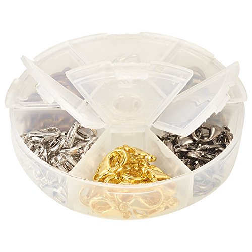 PandaHall 1 120 Feld Stück 6 Farben-Zink-Legierung Karabiner Schnallen, Nickelfrei, Gemischte Farbe, 14×8 mm, Loch: 1.2 mm; ca. 20 Stk. / Fach - 2