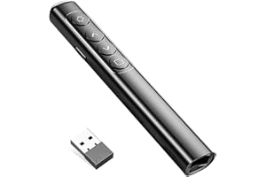 Neoreser Presentation Clicker, Pointer für Präsentationen via USB Empfänger, Rot Präsentationsfernbedienung für Windows 7/8/ 10/ Mac/Linux/Android/PowerPoint, für Lehrer, Büro, Berichte(Black)