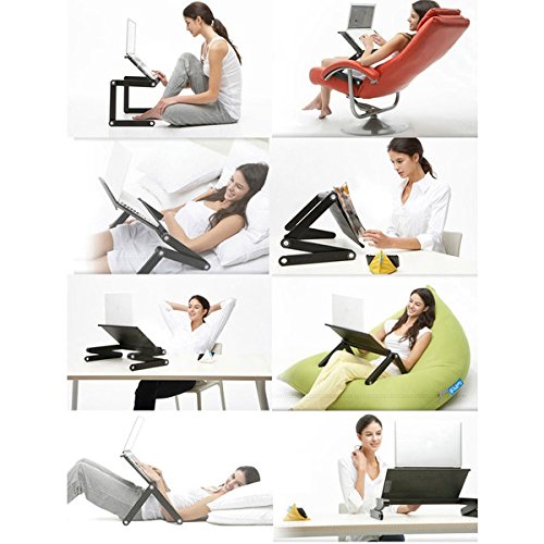 MOERUN Laptop St  nder holderTisch Bett Fr  hst  ck Tablett - Laptoptablett Lese Tisch faltbar mit Luftrillen Ausklappbare Ebenen - Aluminium Notebook