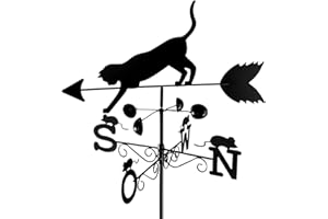 Wenko Maximex Gatto banderuola, in Metallo Nero Resistente alle intemperie, con Un insolito Design Gatto e Topo, adorna Qualsiasi Giardino, Altezza Totale: 170 cm