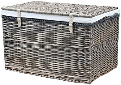 Antique Wash Wicker Storage Trunk - Chest Basket