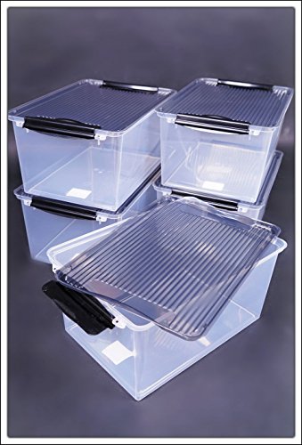 5x Systembox mit Deckel – 33 x 22 x 16 cm – 8 Liter Volumen je Box – mit Klappverschluss - 3