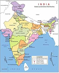 wallpics India Map Fully Waterproof Vinyl Sticker Poster (12X18 inches ...