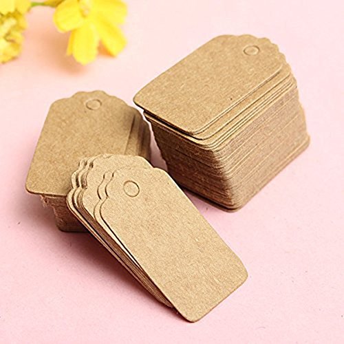 HugeStore 200 Pcs 5X3cm Mini Klein Kraftpapier Geschenkanhänger Anhänger Hängeetiketten Anhängeschilder DIY Deko - 3