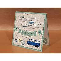 Karte zur Geburt, zum Baby, Junge, personalisierbar, Handarbeit