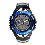Tangda SKMEI Kinder Armbanduhr Mädchen Wandern Armband Uhr Elektronische Sport Uhren Wasserdichte Schule Uhr Quarzuhr - Blau