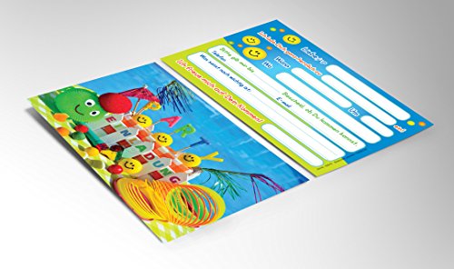12 Einladungskarten zum Kindergeburtstag oder Schwimmbad-Party Emoji / Pool-Party / schöne und bunte Einladungen - 3