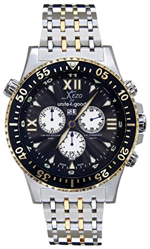 Xezo Men’s Air Commando Swiss-Quartz Chronograph Diver’s Watch D45-BU