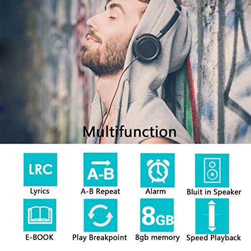 Mp3-Player-80-Hours-Playback-8GB-Digital-Music-Player-with-Built-in-Speaker-FM-Radio-Voice-RecorderAlarmBricks-Movie-play-Function-and-Expandable-Up-to-128-GB-Black