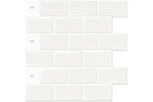 Art3d 10-Sheets Peel and Stick Tile Backsplash - 12"x12" Premium Kitchen Backsplash Peel and Stick Tile, Self-Adhesive White Tiles for Kitchen and Bathroom