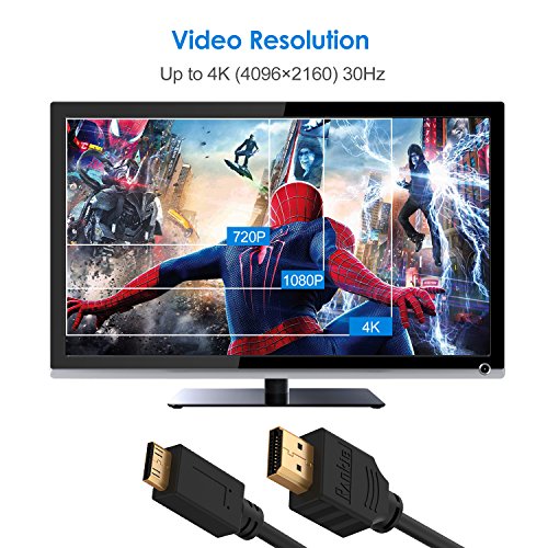 Mini HDMI auf HDMI, Rankie 3m Hochgeschwindigkeits Mini-HDMI zu HDMI Kabel (Schwarz) – R1110B - 5