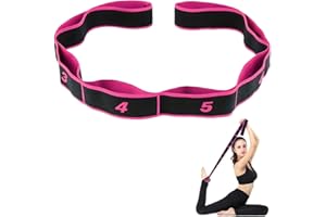 KWKPR Bandas Elasticas Fitness, Bandas elasticas Fitness Antideslizantes, Banda Elástica de Resistencia con 8 Anillos, para Yoga, Entrenamientos de Fuerza y Pilates, Rosa