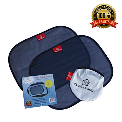 Self-Clinging Car Sun Shades for Side Windows (2 Pack) - Car Sunshade Protector - Protect your kids and pets in the back seat from sun glare and heat. Blocks over 97% of harmful UV Rays - Easy to Install