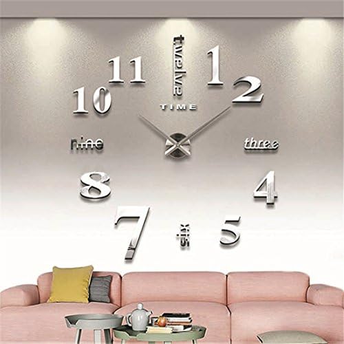 DIY Silver Wall Clock Modern Clock 3D Design for Durable Home Decoration