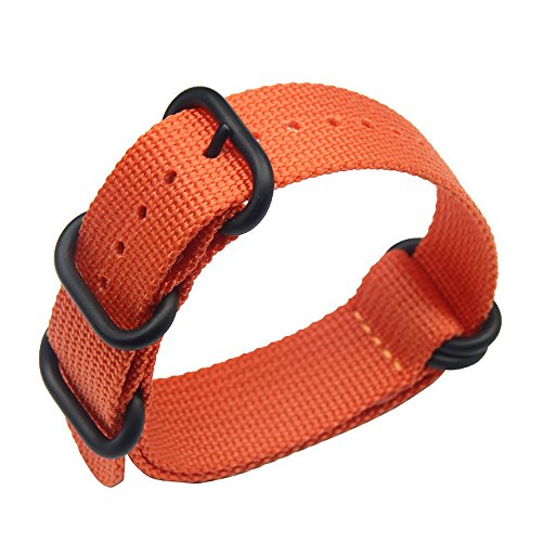 AUTULET 20 millimetri in un unico pezzo cinturini per orologi stile NATO nylon Perlon degli uomini squisitiarancione strisce di tessuto