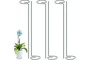 DONGAI 6Pieces of Plant Support Piles, Metal Garden Flower Support Steel Single Stem Support Piles for Vegetables, Tomatoes, Amaryllis, Orchids, Lilies and Roses (40.5 cm/15.9 inches)