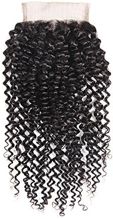 4 * 4 Kinky Curly Lace Closure Free Part Brazilian Virgin Hair 100% Unprocessed Remy Human Hair Natural Color(10 Inch)