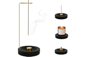 KUHAWL 2 in 1 Räucherstäbchenhalter, 9 Loch Incense Holder Räuchergefäß Räucherstäbchen Halter Holz Basis Weihrauchbrenner, Incense Holder Handgefertigte Holz Basis Räucherstäbchen für Yoga Meditation Home