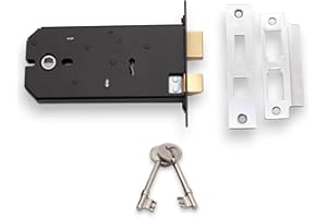 INFINITY DECOR Horizontal mortice sash/Bath 6" Lock Suitable for Replacement of The Union 2077 (3 Lever Lock, Chrome)