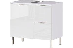‎GERMANIA DIE MÖBELMACHER Germania WB-Unterschrank 8529-84 GW-MAURESA, in weiß, Fronten in Hochglanz, Zwei Schubkästen, Oberboden mit Aussparung für Siphon, 60x56x34 cm (BxHxT)