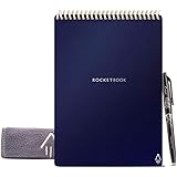 Rocketbook Flip - with 1 Pilot Frixion Pen & 1 Microfiber Cloth Included - Dark Blue Cover, Executive Size (6" x 8.8")
