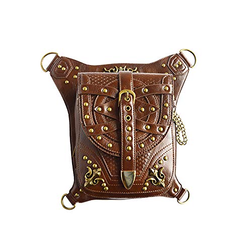 Preisvergleich Produktbild Retro Leder Reisetaschen Gothic Gürteltasche Persönlichkeit Packs Steampunk Oberschenkel Hip Taille Packs Umhängetasche (Farbe : Brown, größe : 18 * 27cm)