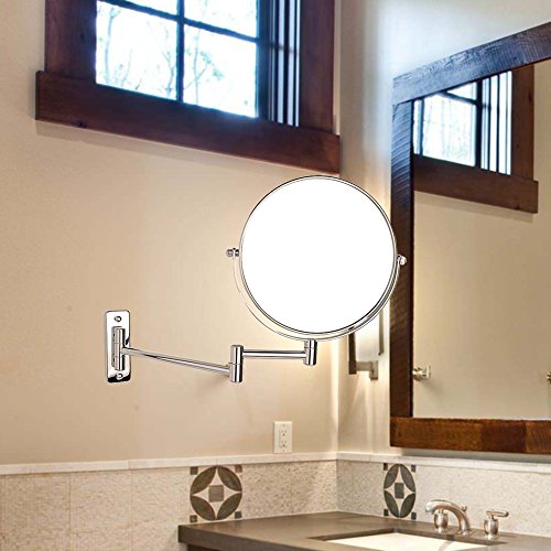 ALHAKIN 360° Bad Spiegel 1 /10-Fach Vergrößerung Doppelseitiger Schlafzimmer 8 Inch Wand Kosmetikspiegel 34.5*23.3*27 cm / Chrom gebürstet / Kein LED - 2