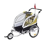 homcom 440-001YL 2 in 1 Fahrradanhänger Jogger 360° Drehbar für Kinder, gelb, schwarz - 2