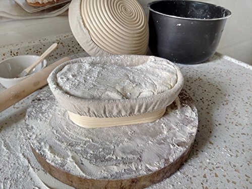 Gärkörbchen oval, ø 21 cm x 15 cm, Höhe 8cm, frei Bürste + frei Zwischenlage-Abdeckung +frei Brotgabel - 4