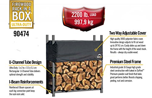 ShelterLogic Kaminholzregal, Kaminholzständer, Holzregal mit Abdeckung 120cm // Brennholzregal für Feuerholz