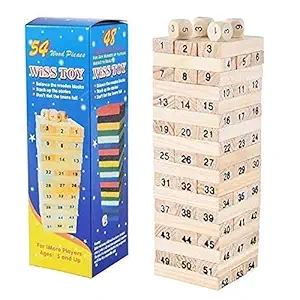 DRYSTONE Wooden Zenga Small - 54 Pcs - Stacking Game - Building Blocks Puzzle Challenging Game for Kids Toy