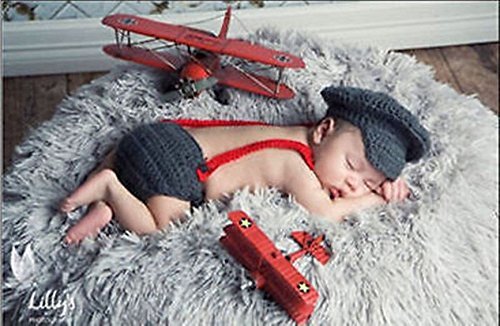 Swashh ( SET OF 3 ) Baby Grey Red Suspender + Hat + Bow Captain Crochet Clothing / Photography Props Best Baby shower Gift RS.597 (70.00% Off) - Amazon