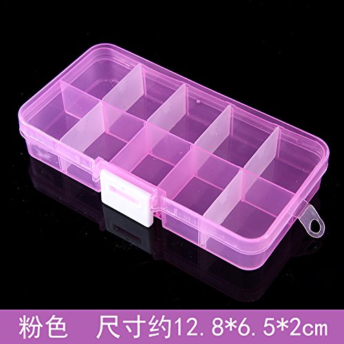 XIAMUO-Daily necessities Food level plastic can remove the transparent storage box is admitted to organize jewelry boxes carry portable mini Pill Box 10, pink.