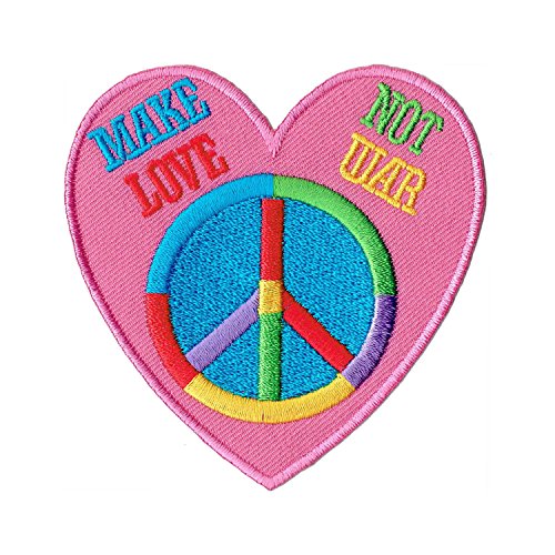 Aufnäher Bügelbild Aufbügler Iron on Patches Applikation Make Love Not War Herz Peace Zeichen