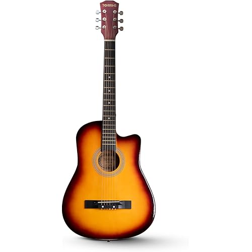 Torrins T38 Acoustic Guitar for Beginners – 38 Inch (Sunburst) | Basswood Top, Back & Sides | ABS Fingerboard & Bridge | Guitar with 1 Guitar Bag, 1 Strap, 1 String Set, 4 Picks & 1 Allen Key