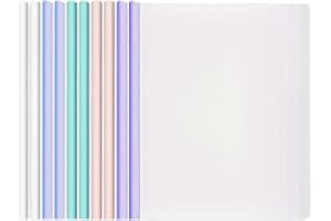 DULFAX 10 Dossiers A4 transparents à reliure coulissante, Chemises à rabat pour documents scolaire/bureau/maison, Lot de 10 pochettes plastique pour rapports/courriers (Dossiers-C)