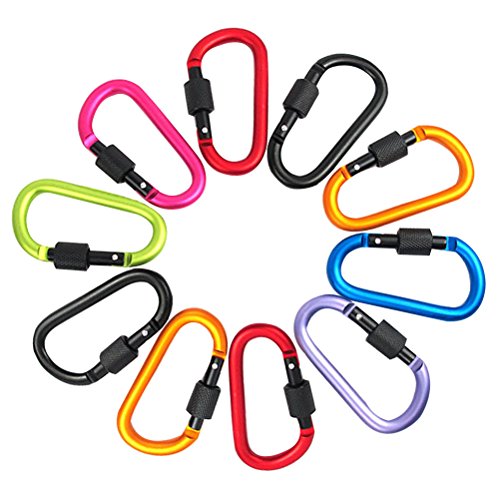 Preisvergleich Produktbild Sperren Karabiner Clip odowalker Verbesserte Starke Twist Lock 7,6 cm Aluminium Legierung D-Ring 10 Stück für Home Wohnmobil- oder Outdoor Aktivitäten Camping Wandern Reisen Radfahren Schlüsselanhänger Zelt Seting