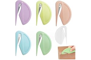 AFCJLTO 6 piècesCouteau Ouvre-lettre,Couteau à Carton,Portable Ouvre Lettre,Ouvre Lettre en Métal,Mini Cutter,Box Cutter,Couteau de papeterie, idéal pour le bureau à domicile(6 couleurs)