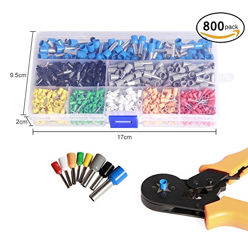 Fontic Crimpzange Set Zwinge Crimper Zange 0.25-6.0mm Crimpwerkzeuge Set Crimp Tool mit 800 Aderendhülsen Ratsche Kabelschuhe für isolierte unisolierte Aderendhülsen Ratsche Kabelschuhe - 6