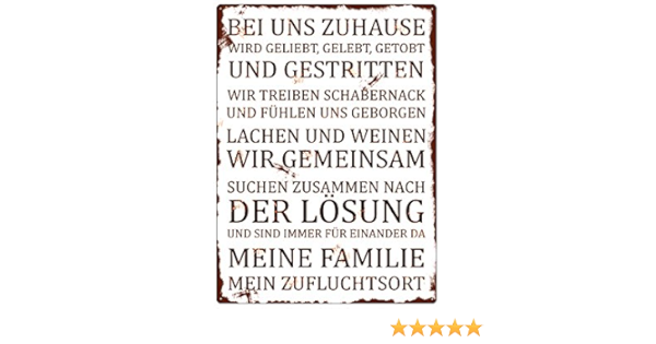 Amazon De Interluxe Metallschild Wandschild Bei Uns Zuhause Dekoration Haus Familie Wohnung