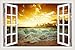 Produktbild Wandaufkleber, entfernbare Meer Strand 3D-Fenster-Aufkleber Tapete PVC-entfernbare Wand-Bild Haus Schlafzimmer Zubehör 32inchx48inch, Wellen, 32inchx48inch