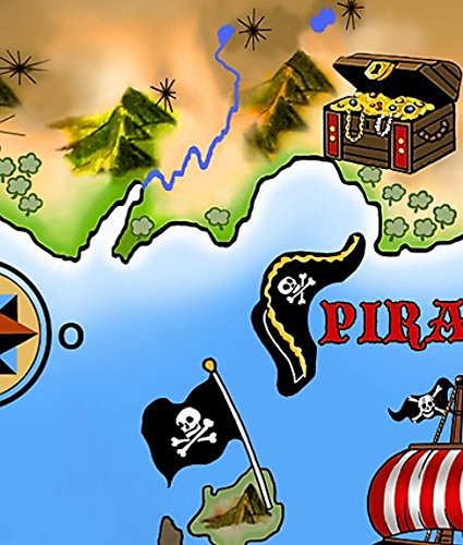 Aminata Kids – Jungen-Kinder-Bettwäsche 135×200 cm Pirat Seeräuber Piratenschiff Schatzinsel blau hochwertige Baumwolle Schatz Insel - 4