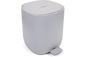 YourCasa® Kosz na śmieci [5 l], eleganckie wzornictwo, do łazienki, mały, z pokrywką i miękkim domykaniem, kosz na śmieci do łazienki, toalety, wyjmowany kosz wewnętrzny (kolor szary)