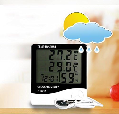 SXWY Electronic Hygrometer, Digital LCD Thermometer Hygrometer Weather Station Indoor/Outdoor Tester Alarm Clock Hygrometer/Air Conditioner Indoor/Outdoor Thermometer/Thermometer/Hygrometer