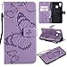 Produktbild Huawei P20 Lite Hülle, Conber Lederhülle Handyhülle mit [Kostenlose Schutzfolie], PU Tasche Leder Flip Case Cover Emboss 3D Schmetterling Schutzhülle für Huawei P20 Lite - Lila
